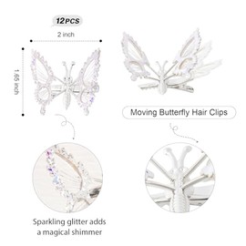 DEEKA 12 pinzas para el cabello de mariposa en movimiento 3D, alas móviles de metal de los años 90, accesorios para el cabello de hadas de los años 90