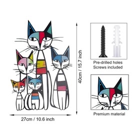 JBCHUCI Metal Cat Wall Art Retro Mid Century - Iron Sculpture Decor for Home Living Room, Bedroom, Kitchen, Office, Unique Cat Lover Gift (15.7x10.6 Inch)