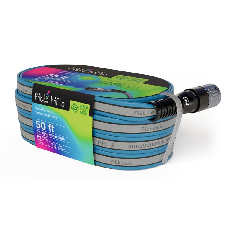 FITT HiFlo Water Hose 50ft, Multipurpose Flat Garden Hose, Easy