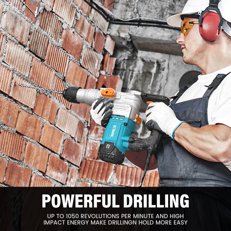 Berserker 1-1/8" SDS-Plus Rotary Hammer Drill with Safety Clutch,9 Amp