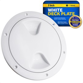 Five Oceans 5" Boat Hatch, Marine Access Hatch, Round Inspection Deck Plate Hatch with Detachable Cover, UV Resistant ABS White Plastic, for Pontoon, Fishing Boat, Bass Boat, Yacht, Sailboat - FO84