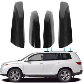 4Pcs Black Roof Luggage Cargo Rail Rack End Cap Protection Cover Shell Trim Fits for Toyota Highlander 2.7L 2009-2013, for Toyota Highlander 3.3L 2008-2010, for Toyota Highlander 3.5L 2008-2013
