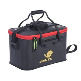 TangDao Foldable Fishing Bucket with Oxygen Pump -Collapsible Water Bucket for Fishing-Multifunctional Portable Fishing Bucket-EVA Fishing Bag (Black, L ( 45CM*28CM*28CM))