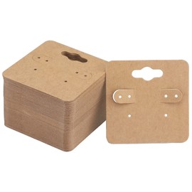 joycraft 100Pcs Earring Display Holder Cards, 2 Inch Brown Earring Hanging Cards, Blank Kraft Paper Jewelry Tags with 6 Holes for Selling, Jewelry DIY Crafts, Retail