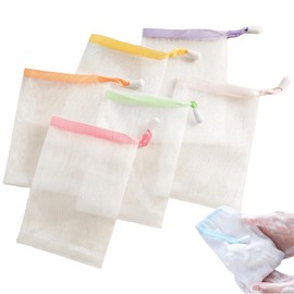 YFFSFDC Soap Net, Foaming Net, Mesh Material, Easy Foam, Thick Foam, Solid Soap, Hand Washing, Face Washing, Set of 6