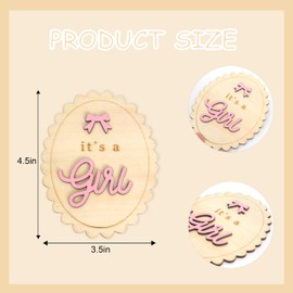 Boho It's A Girl Sign - Wooden Gender Reveal Sign,He or She Photography Prop,Wooden Newborn Welcome Board for New Girls (pink)