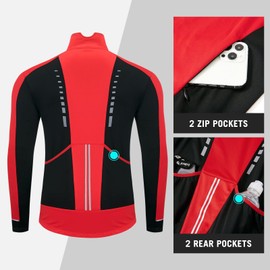 baleaf Men's Winter Jacket Windproof Softshell Thermal Warm Pockets Cycling Running Mountain Biking Cold Weather Gear, red M