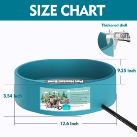 Heated Water Bowl for Dog & Cat, Outdoor Heated Dog Bowl Provides Drinkable Water & Food in Winter, Heated Pet Bowl for Outside, Smart Thermal-Dish for Rabbit, Chicken, Duck, Squirrel (96 OZ)