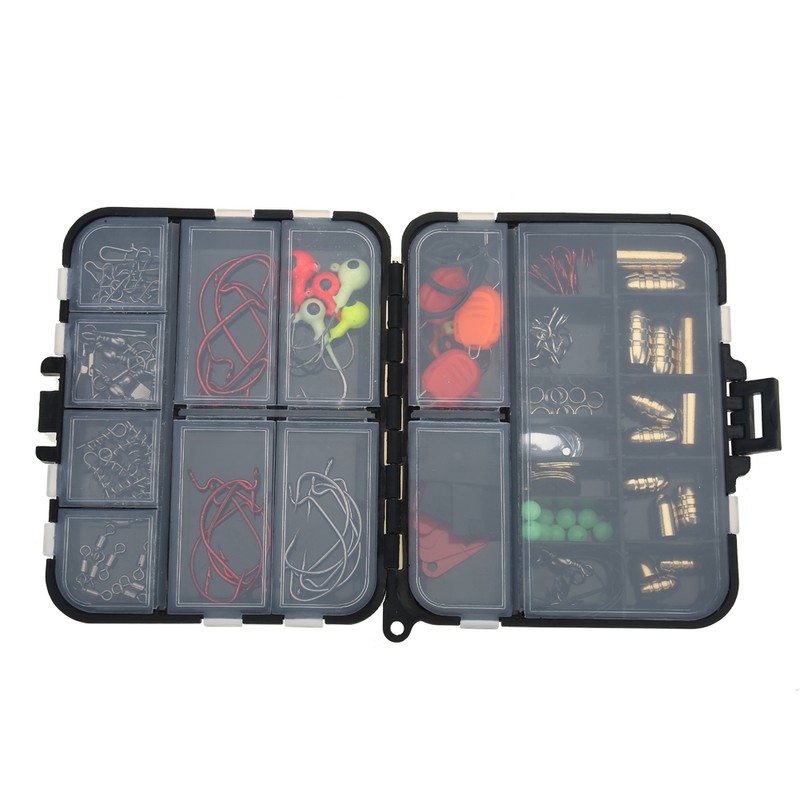 20 Kinds 128Pcs/Lot Fishing Accessories Hooks Swivels Stoppers Connectors Box