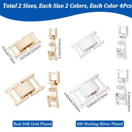 SUNNYCLUE 1 Box 16pcs Gold Plated Silver Plated Watch Clasp Extender Watch Jewellery Clasp Brass Foldable Folding Over Watches Band Extension Closures Jewellery Clasps For Jewellery Makings