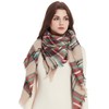 VIVIAN & VINCENT Women's Fall Winter Scarf Classic Tassel Plaid