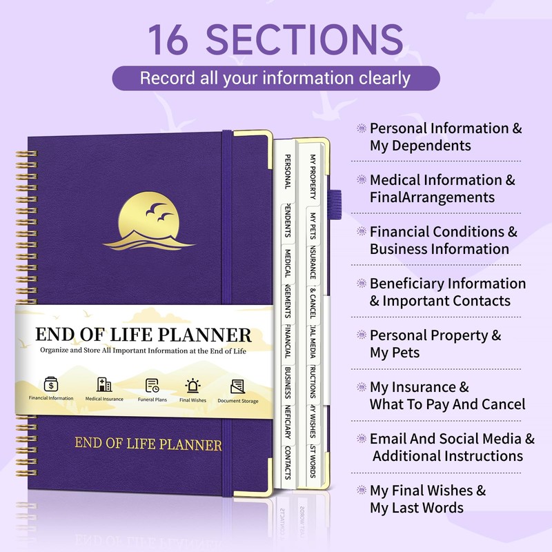 End of Life Planner, Estate Planning Organizer with Tabs for