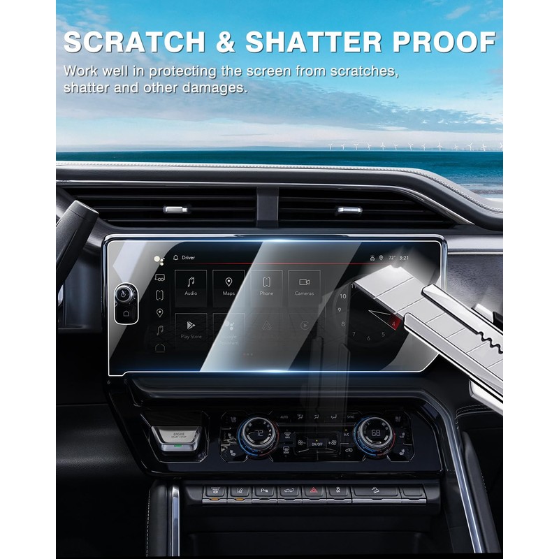 Karltys 2 Pack Tempered Glass Screen Protector for 2022-2024 GMC