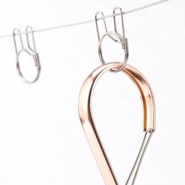 Hanger Clips, Stainless Steel Windproof Hooks,JruiZhp 20Pcs Coat Hooks Metal Windproof Rings for Clothes Hangers, Buckle Positioning Double Loop Clothes Rail Hooks,Towel Hooks