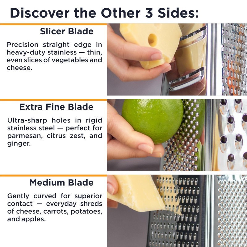 Deiss PRO Box Grater & Cheese Graters for Kitchen -
