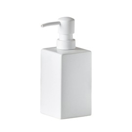 Square Matte White Soap Dispenser Ceramic Hand Soap and Lotion Dispenser for Bathroom Countertop,Dish Soap Dispenser for Kitchen-14oz.