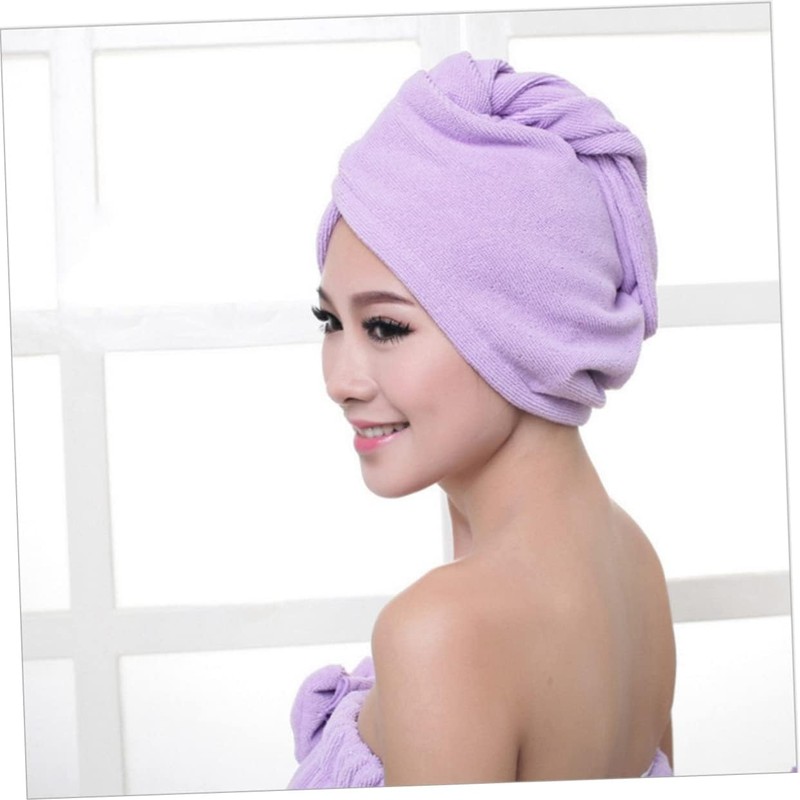 Toalla Microfibra Gorro para Secar El Cabello 70g Morado Fácil