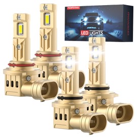 PERPOTAO 9005 9006 Bulbs Combo, 70,000LM 800% Ultra-Brightness, 60,000H Lifespan, 1:1 Halogen Mini Size, 6000K White, IP68, Plug-and-Play, 4-Pack