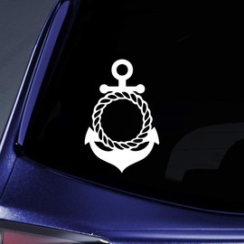 Bargain Max Decals Anchor Rope Circle Sticker Decal Notebook Car Laptop 5.5" (White)