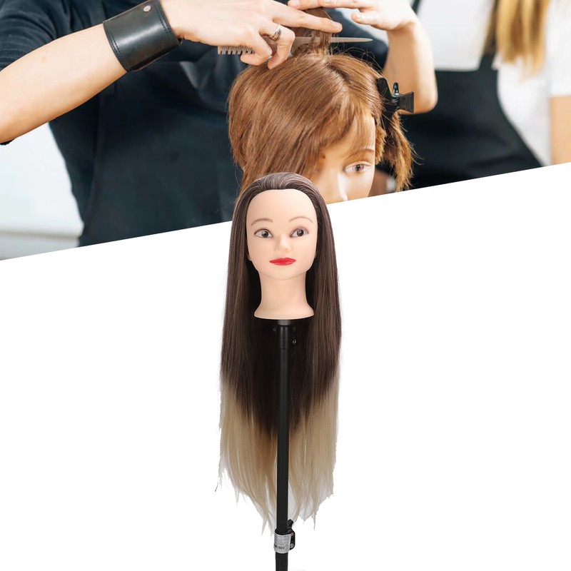 Training Head Long Soft Hair Hairdressing Styling Mannequin Head Hat