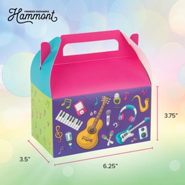 Music Lovers Party Decorations Box – 10 Pack - Easy Assemble Musical Party Supplies for Kids, Candy Buffet Containers, Cookie Box for Gift Giving, Party Favors, Kids Birthday Décor - 6.25"x3.75"x3.5"