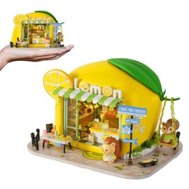 Montidey Dollhouse Miniature DIY House Kit,Mini 3D Wooden Doll House Craft Model with LED Creative Room Perfect DIY Gift for Friends, Lovers and Families (Drink Shop)