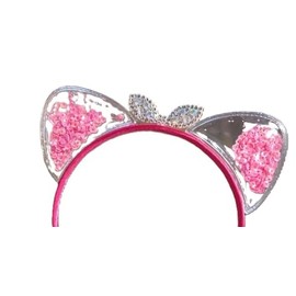 The Crafty Owl Glitter Cat Ear Hairband Hair Accessories for Party, Festivals, Events (Dark Pink)