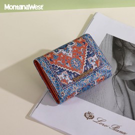 Montana West Boho Wallet Small Wallet Women Trifold Wallets Slim Ladies Wallet with ID Window