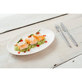 Harfield Roltex White Small Oval Plate Food Platter Pack of 3 Virtually Unbreakable Polycarbonate 24x17cm