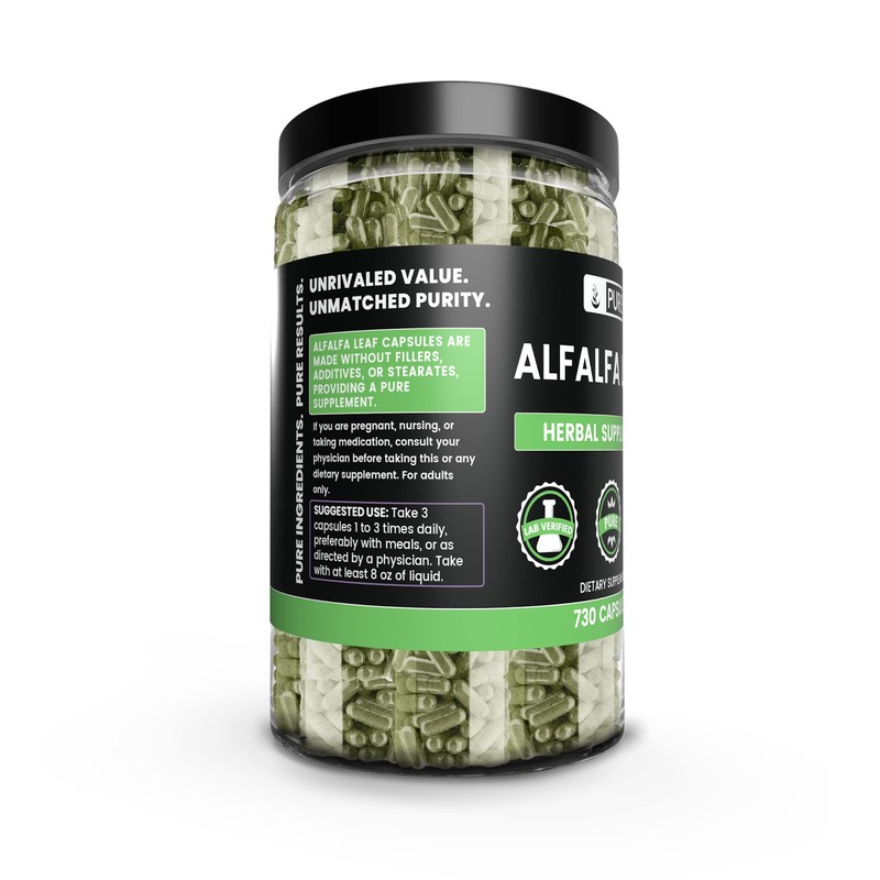 Pure Original Ingredients Alfalfa Leaf (730 Capsules) No Magnesium Or