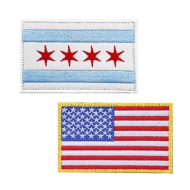 JBSJBS USA Chicago Flag Embroidered Patches American Chicago City Flags Patch US Chicago Military Tactical Patch Team Logo Decorations(2Pack)