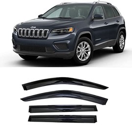 Smoke Tinted Side Window Visor Deflectors Rain Guards Compatible with Jeep Cherokee KL 2014 - 2023 Latitude Altitude Limited Trailhawk X 2015 2016 2017 2018 2019 2020 2021 2022