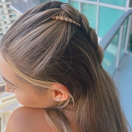 Camila Paris CP2892/2 French Hair Side Comb Set of 2 Small Rounded, Beige Flexible Durable Cellulose Hair Combs, Strong Hold Hair Clips for Women, No Slip Styling Girls Hair Accessories Made in France