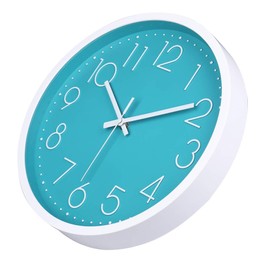 jomparis 30 cm Modern Quartz Silent Turquoise Wall Clock Sweeping Seconds without Ticking – Petrol Wall Clock is Perfect Decor for Living Room, Room, Office