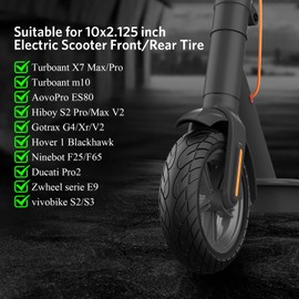 Cooryda 10x2.125 Scooter Tire, 10 inch Solid Rubber Tires Tubeless Front or Rear Replacement 10x2.125 Solid Electric Scooter Tire for Gotrax G4 Xr V2 Ninebot F25 F65 Hiboy S2 Pro 2pc Black