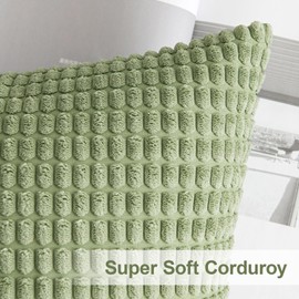 MIULEE Pack of 2 Pillow Covers 20x20 Inch Granules Soft Corduroy Decorative Throw Pillow Covers for Couch Cushion Sofa Bedroom Living Room, Light Green