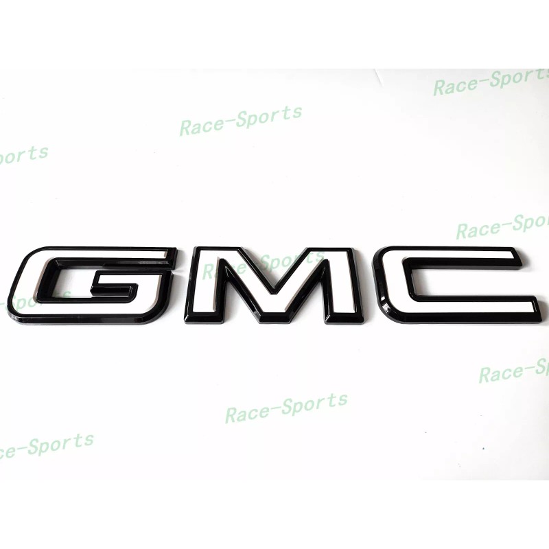 Auto GMC Rear Tailgate Gloss Black White GMC Emblem GMC