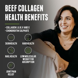 One Earth Health Grass Fed Beef Collagen - New Zealand Sourced Natural Collagen Supplement. (Types I, II, III, V and X) 3,000mg per Serving, 200 Count