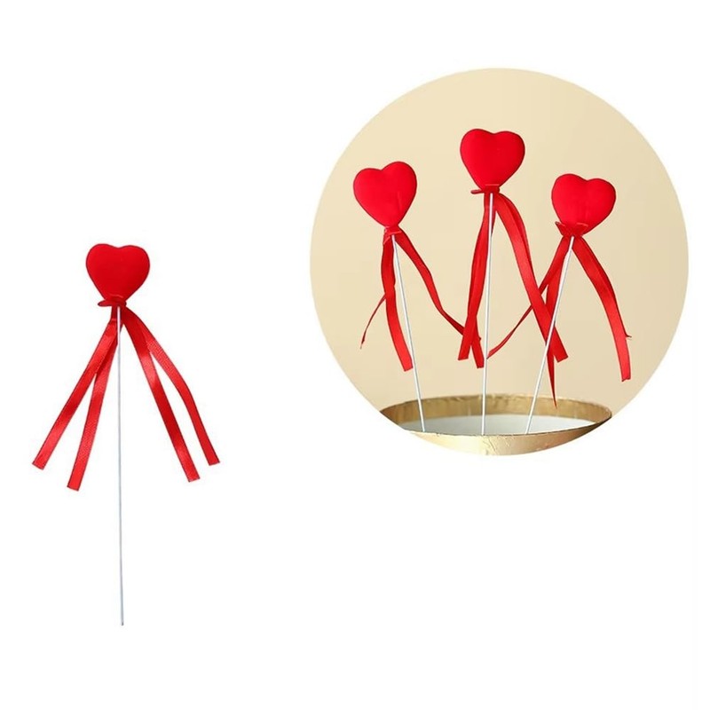 Snblzhef Valentine's Day Heart-Shaped Stick Branch Love Artificial Bouquet Flower