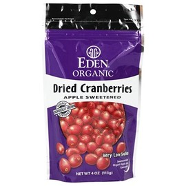 Eden Foods - Organic Dried Cranberries Apple Sweetened - 4 oz.Pack of 2