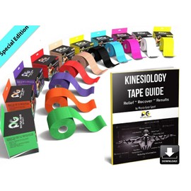 Physix Gear Sport Kinesiology Athletic Tape - Sports Injury Tape for Knee, Joint, Muscle Support - Adhesive Kinetic Tape- Improve Blood Circulation, Swelling, Strain Relief