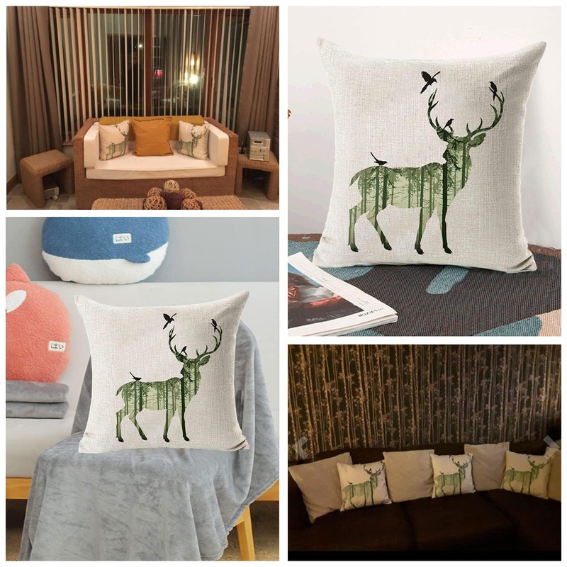 2 PCS Simple Deer Pillow Case Sofa Bed Home Decor