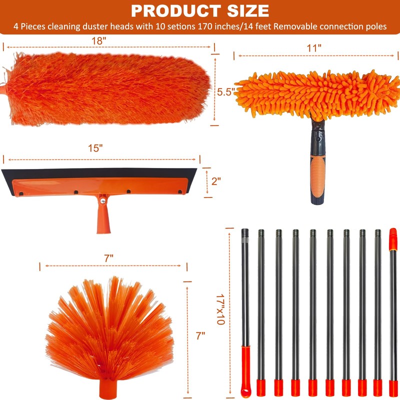 20+ Feet High Reach Duster Kit with 3-14 ft Extension