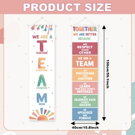 2 PCS Classroom Team Banners Back to School Decorations Motivational Teamwork Bulletin Board for Class Teachers Positive Banner of Kindergarten Elementary Middle Bulletin Board Wall Door Decorations