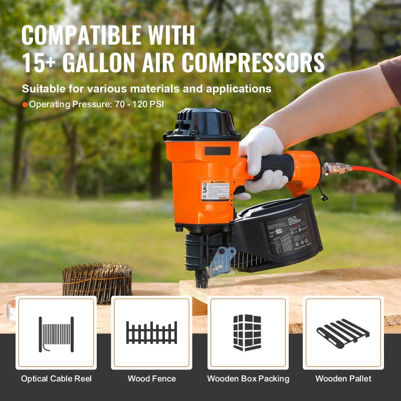 Coil Siding Nailer MCN70 1 3/4\" 2 3/4\" 15 Degree