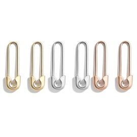 Statement Punk Pin Earrings 14K Gold Plated Safety Pin Earrings Lightweight Hiphop Metal Paperclip Clip Earrings for Women Girl Delicate Engagement Jewelry Birthday Party Prom Valentine's Day Gift,