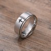 8mm Titanium Steel Silver Fidget Ring Engraved Small Cross Stainless