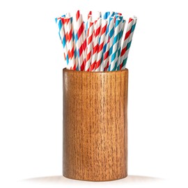 Yaellede Wooden Coffee Straw Holder Dispenser for Counter, Reusable Drinking Straw Organizer, Coffee Stirrers Holder, Utensil Storage Container for Kitchen & Bar, Farmhouse Party & Restaurant Decor