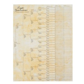 Okuna Outpost 15 Pack Family Tree Charts to Fill In - Blank 8 Generation Genealogy Poster for Family History, Lineage, Reunions, Large Pedigree Ancestry Organizer (255 Total Name Spaces, 17x22 in)