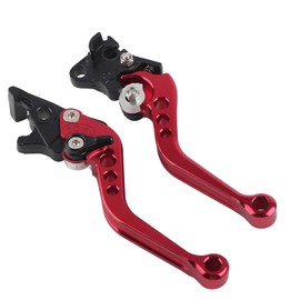 TKSE Motorcycle Brake Levers 1 Pair CNC Aluminum Motorcycle Clutch Drum Brake Lever Handle (Red)